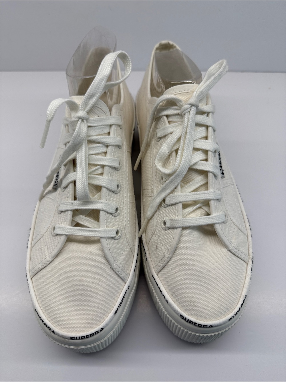 Superga Cream Platform Canvas Sneakers